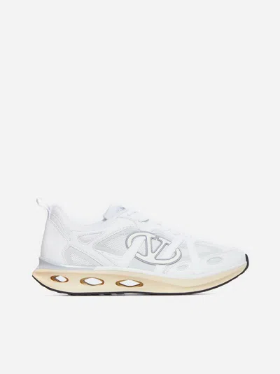 VALENTINO GARAVANI VLOGO EASYJOG MESH AND LEATHER SNEAKERS