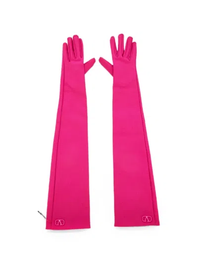 Pre-owned Valentino Garavani Vlogo Elbow-length Gloves In Pink