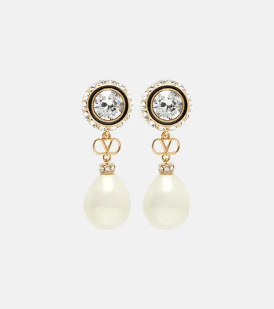 VALENTINO GARAVANI VLOGO EMBELLISHED DROP EARRINGS