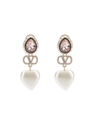 Valentino Garavani Valentino Vlogo Embellished Heart Drop Earrings In Gold