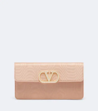 Valentino Garavani Vlogo Embellished Wallet On Chain In Pink