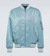 Valentino Nylon Bomber Jacket With Embroidery And Print. In Blau