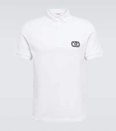 Valentino Logo Short-sleeved Polo Shirt In White