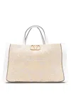 Valentino Vlogo Embroidered Raffia Tote