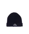 Valentino Vlogo-embroidered Ribbed Wool Beanie In Black