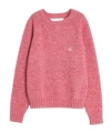 Valentino Crewneck Wool Jumper With Vlogo Embroidery In Red