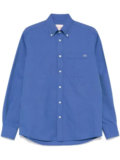 Valentino Vlogo-embroidered Shirt In Blue