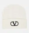 Valentino Vlogo Embroidered Wool Beanie In White