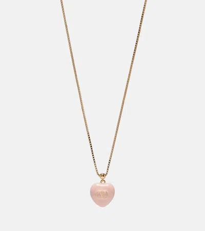 Valentino Garavani Vlogo Enamel Pendant Necklace In Brown