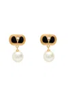 Valentino Garavani Oval Earrings With Swarovski Pearl Women In Black