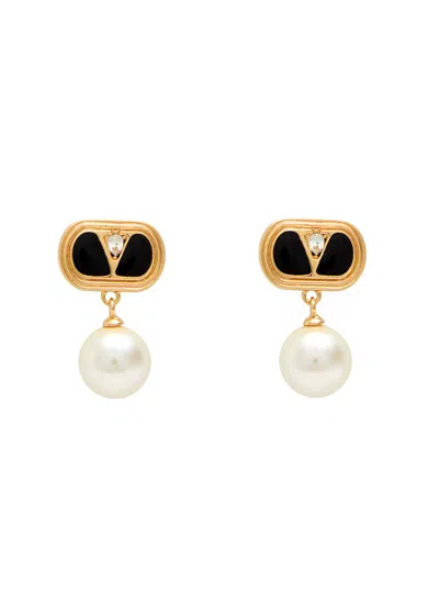 VALENTINO GARAVANI VALENTINO VLOGO ENAMELLED DROP EARRINGS