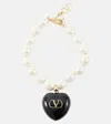 Valentino Vlogo Faux Pearl Bracelet In White