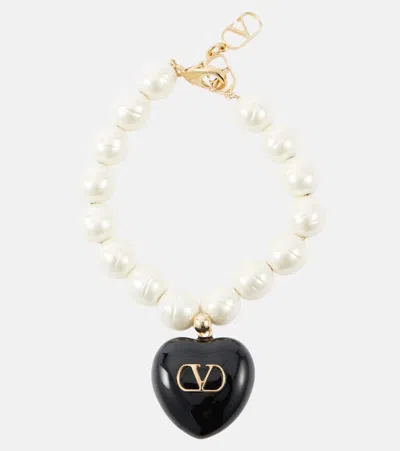 Valentino Garavani Vlogo Faux Pearl Bracelet In White