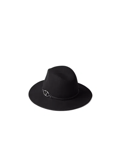 Valentino Garavani Vlogo Fedora Hat In Black