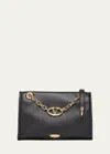 Valentino Garavani Vlogo Flap Leather Chain Shoulder Bag In Nero