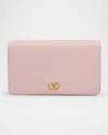 Valentino Garavani Pastel Pink Leather Vlogo Signature Clutch In Rose Quartz