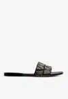 Valentino Toile Iconographe Leather Slides In Black