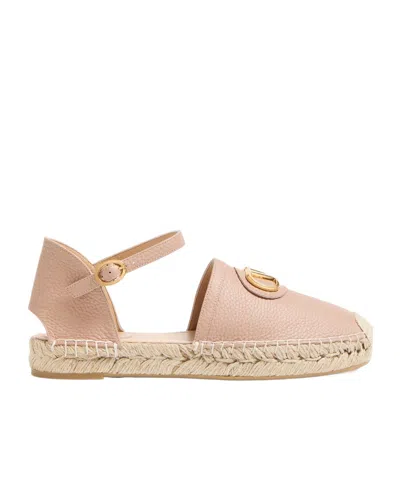 VALENTINO GARAVANI VLOGO SIGNATURE BALLERINA IN LAMINATED GRAINY CALFSKIN 25MM
