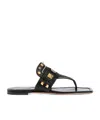 Valentino Black Buffalo Leather Studded Flip-flops In Black