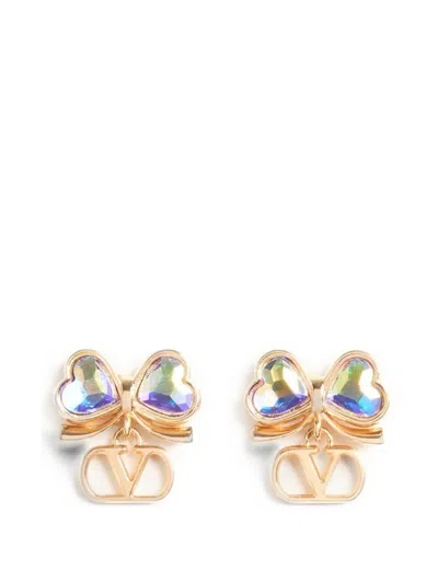 Valentino Garavani Vlogo Floc Earrings In Metal And Crystals In Gold