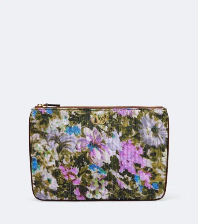 Valentino Garavani Vlogo Floral Jacquard Pouch In Multicoloured