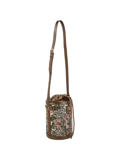 Valentino Garavani Cotton Shoulder Bag Floral Motif Design In Multi