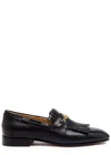 Valentino Vlogo Signature Kidskin Loafer With Fringes In Black