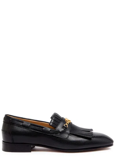VALENTINO GARAVANI VALENTINO VLOGO FRINGED LEATHER LOAFERS