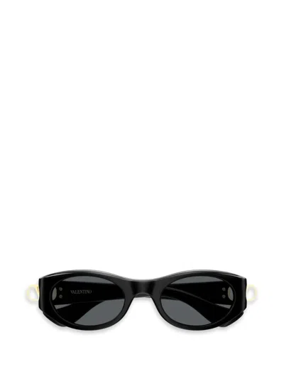 Valentino Vlogo Geometric-frame Sunglasses In Black