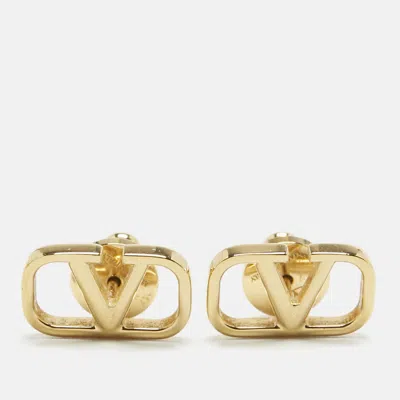 Pre-owned Valentino Garavani Vlogo Gold Tone Earrings