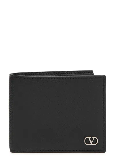 Valentino Garavani Valentino Vlogo Grained Leather Wallet In Black