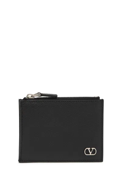 Valentino Garavani Valentino Vlogo Grained Leather Wallet In Black