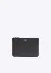 Valentino Vlogo Grained Leather Zip Pouch In Black