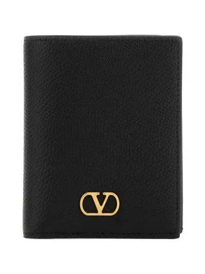 Valentino Garavani Vlogo Grained-leather Wallet In Black