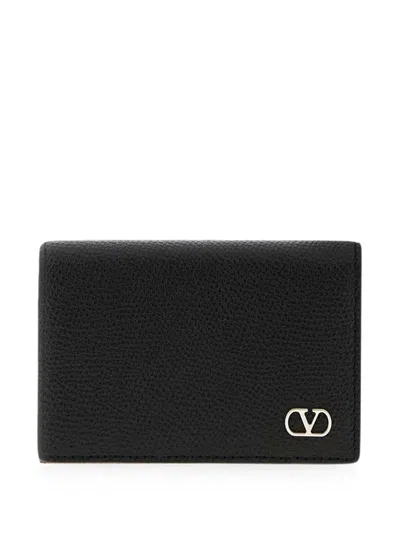 Valentino Garavani Vlogo Grain-leather Wallet In Black