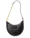 Valentino Half-moon Leather Shoulder Bag With Chain Strap