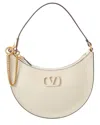 Valentino Vlogo Grainy Leather Shoulder Bag In White
