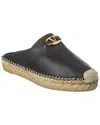 Valentino Vlogo Grainy Leather Mule Espadrille In Black