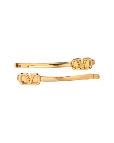 Valentino Garavani Vlogo Hair Clip In Gold