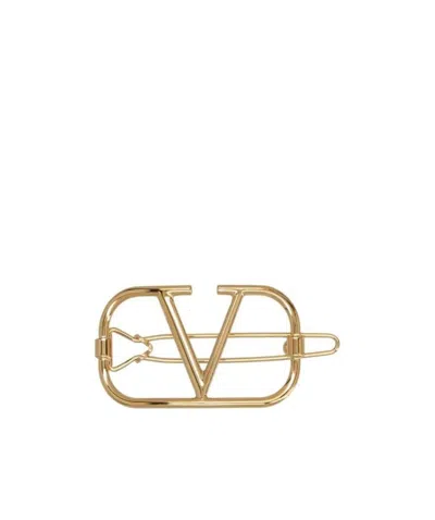 Valentino Garavani Vlogo Signature Metal Hair Clip Woman Gold Uni