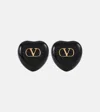 Valentino Black Enamel And Metal Coeur Royal Earrings In Black