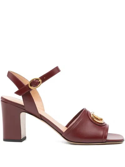 Valentino Garavani Vlogo Heeled Sandals In Burgundy