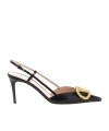 Valentino Vlogo Signature Slingback Pointed Toe Pumps In Black