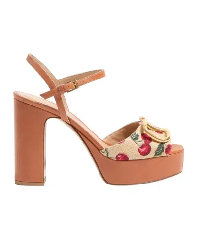 VALENTINO GARAVANI VALENTINO VLOGO CHERRYFIC HIGH BLOCK HEEL SANDALS