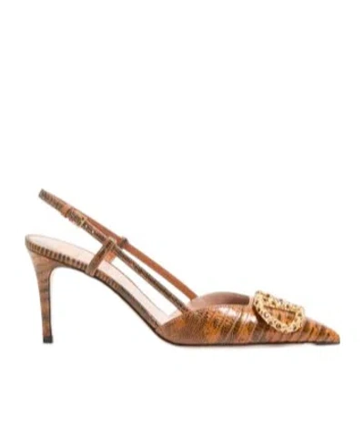 Valentino Garavani Vlogo High-heeled Sandals In Straw/smoked Topaz