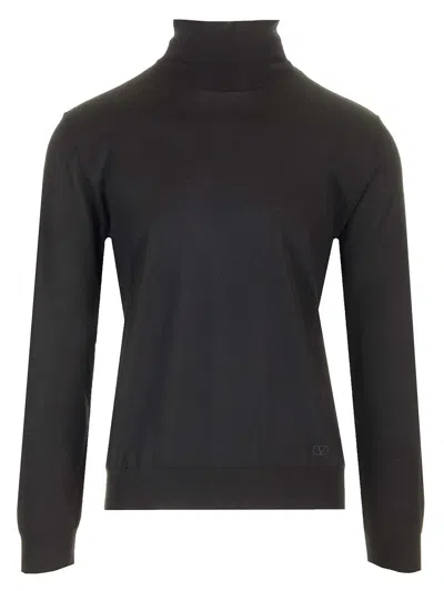 Valentino Black Vlogo Signature Turtleneck In Nero