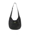 Valentino Garavani Medium Hoboho Bag In Chevron-pattern Nappa In Black
