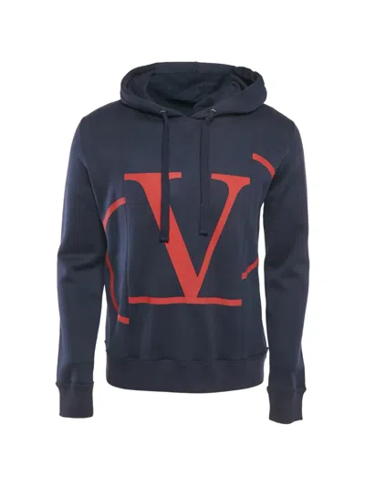 Pre-owned Valentino Vlogo Hoodie In Blue
