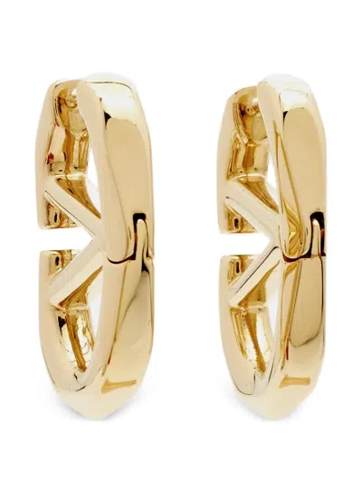 Pre-owned Valentino Garavani Vlogo Hoop Earrings In Gold