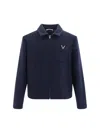 Valentino Rear Yoke Wool Blend Shirt In Navy
